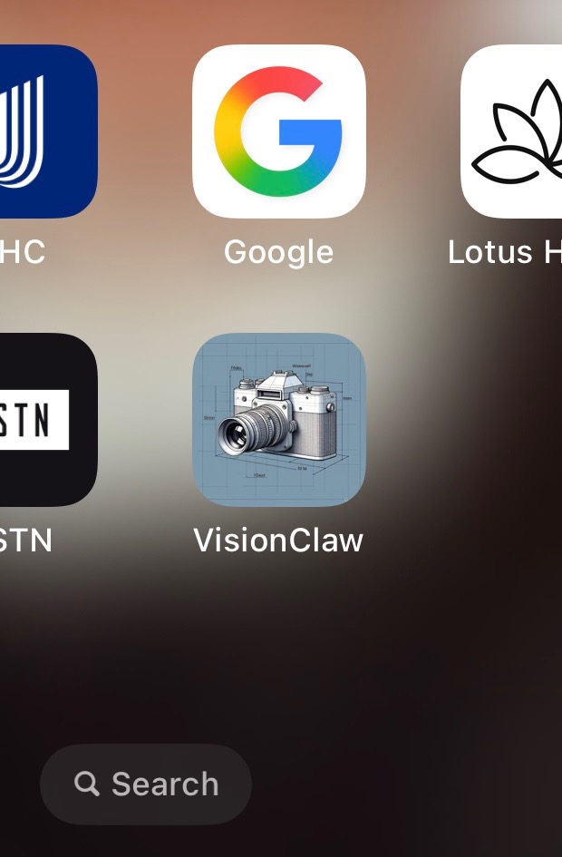 VisionClaw app installed on my iPhone home screen